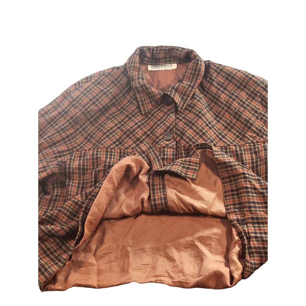 Vintage Windridge Cheryl Nash Blazer Jacket Women Sz S Ginger Plaid Rayon Boho - Picture 7 of 9